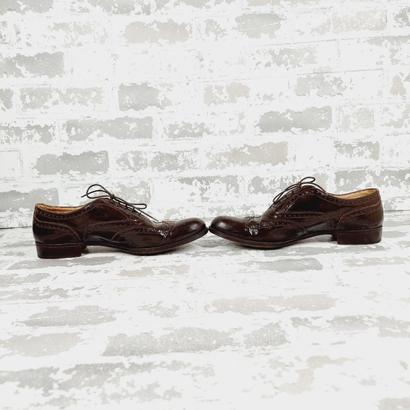 Neiman Marcus Brown Leather Wingtip Brogue Lace Up Oxford Shoe - Picture 7 of 12